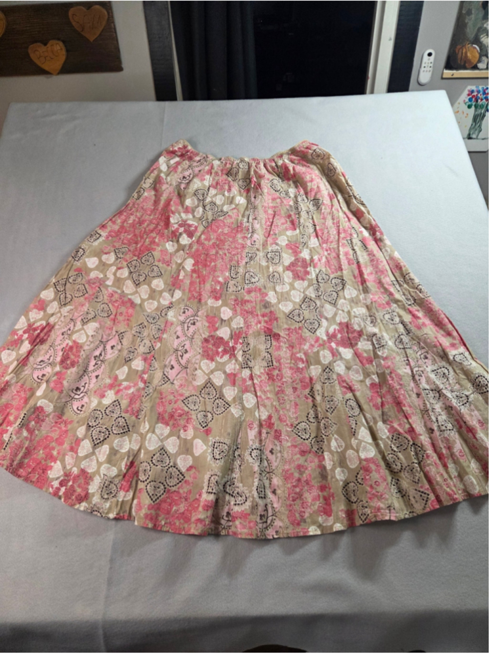 Women's JM Collection Maxi Skirt Size 12 Beige Pink Floral Pattern